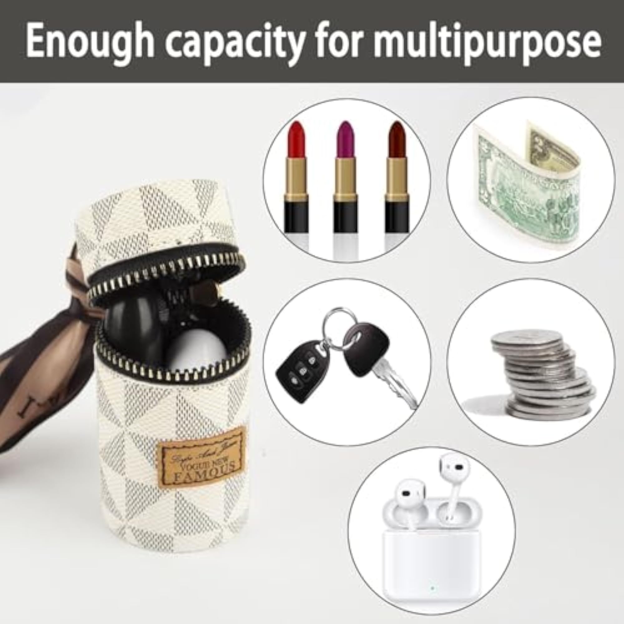 Cylindrical Lipstick Organiser Keychain Bag Charm
